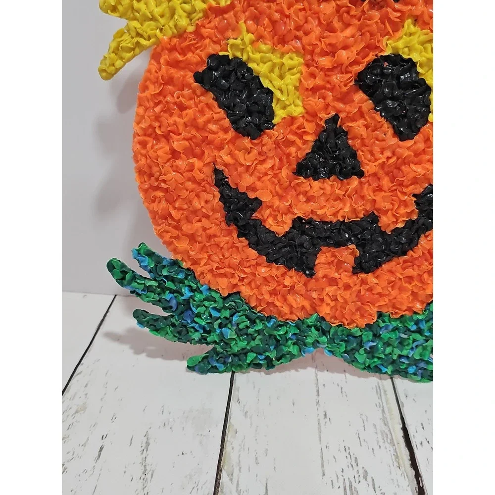Jack-o-lantern Melted Plastic Popcorn Vtg Halloween Decoration 17